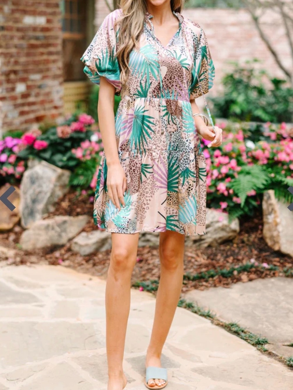 Wild Wonders Tan Tropical Leopard Print Dress